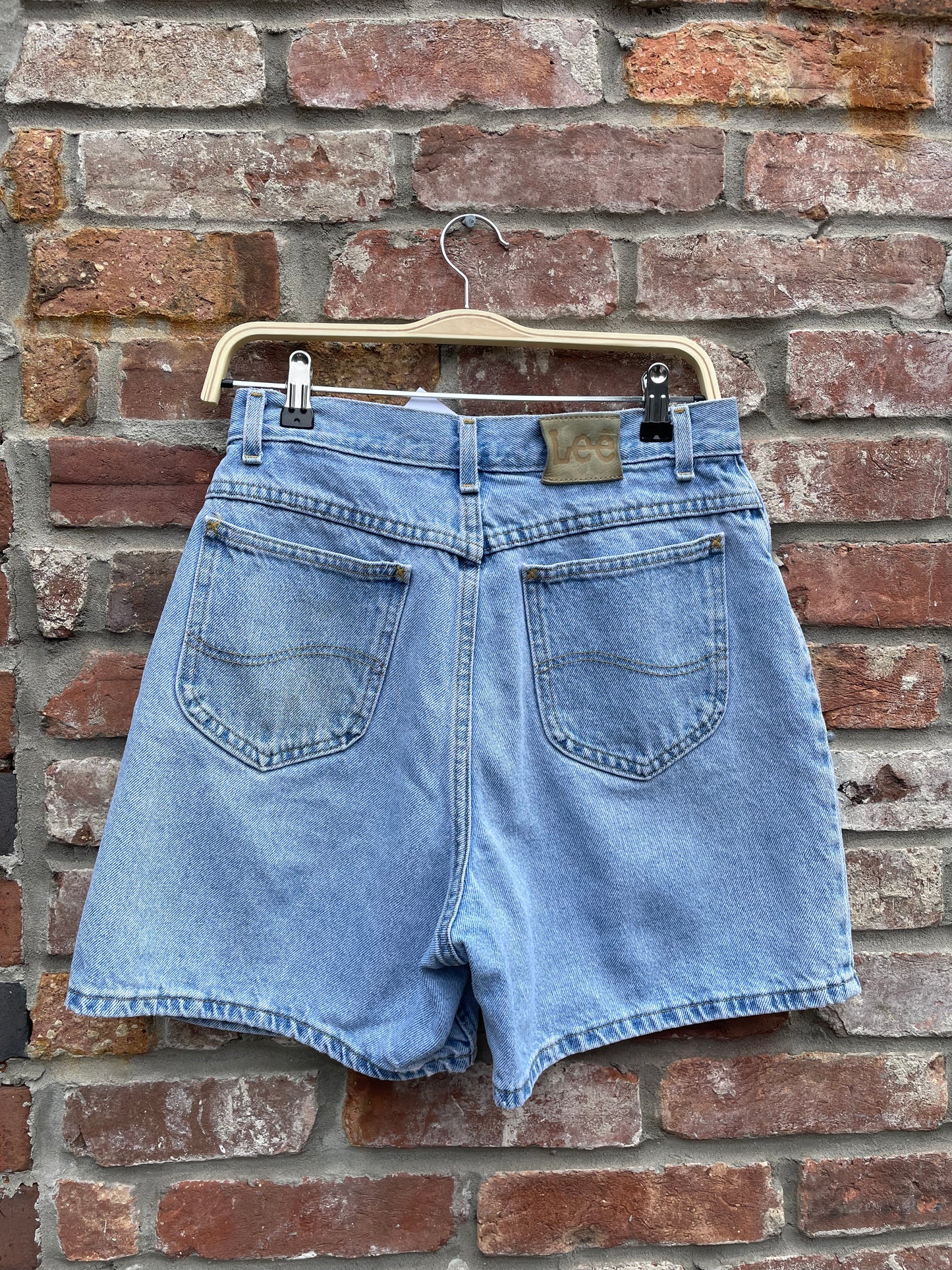 vintage lee high rise long denim shorts