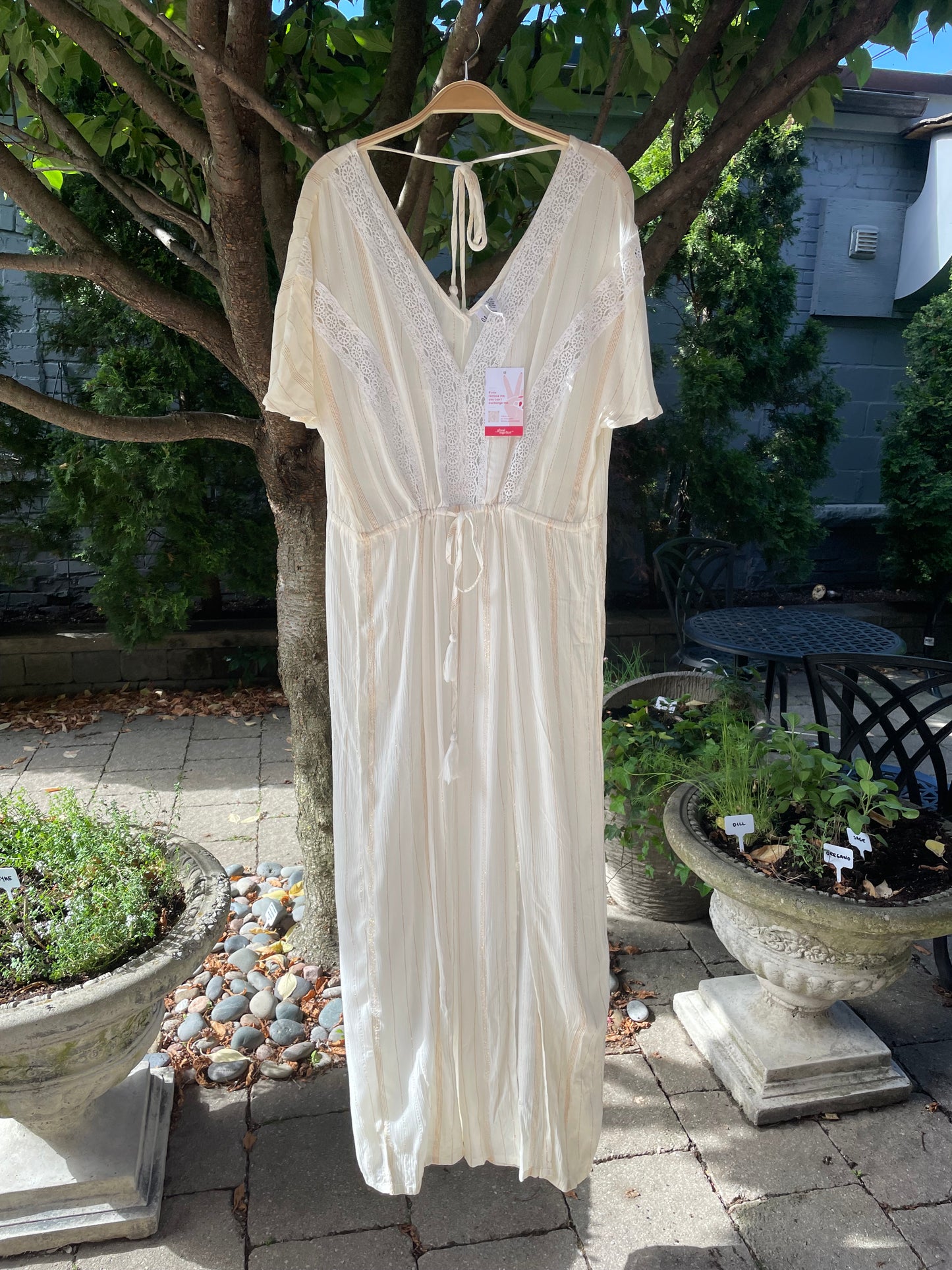 goa beachwear metallic stripe cover up jumpsuit