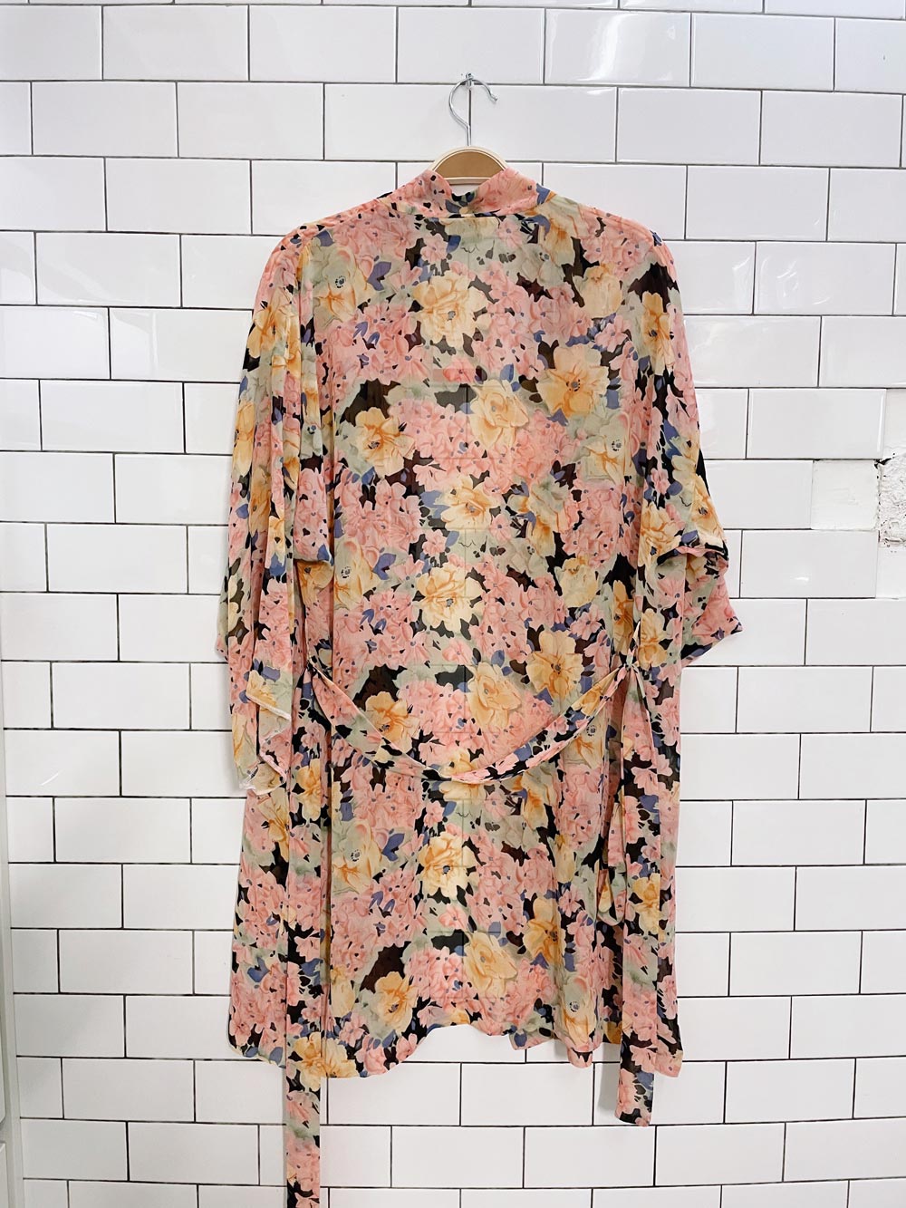 vintage diamond tea floral chiffon robe