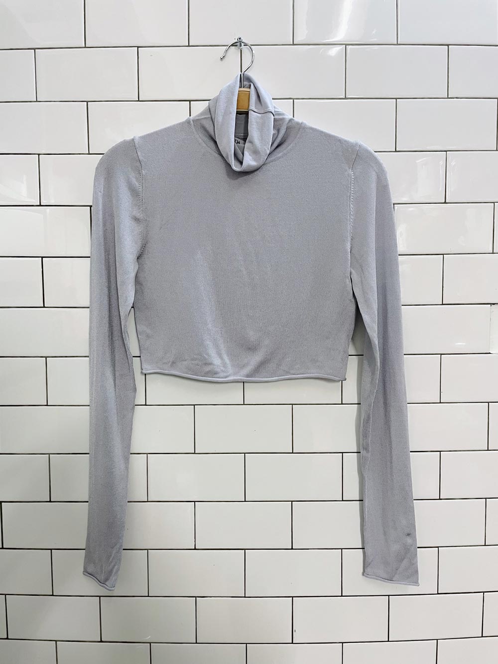 zara cropped slinky light turtleneck