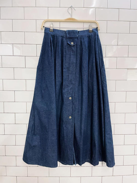 vintage mister leonard button denim midi skirt