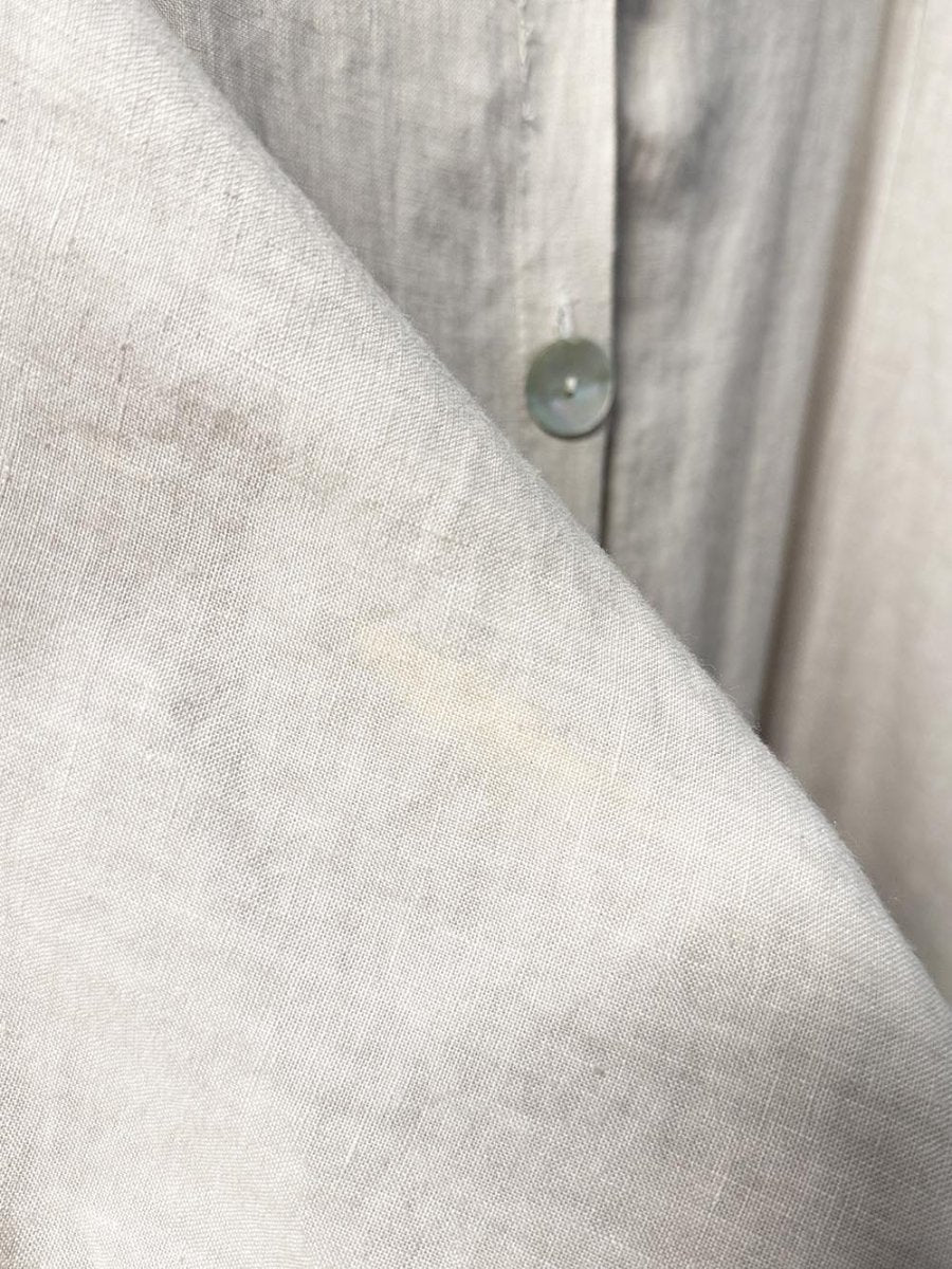 100% linen loose fit shell button drawstring pocket hooded shirt | made in Italy - good market thrift store