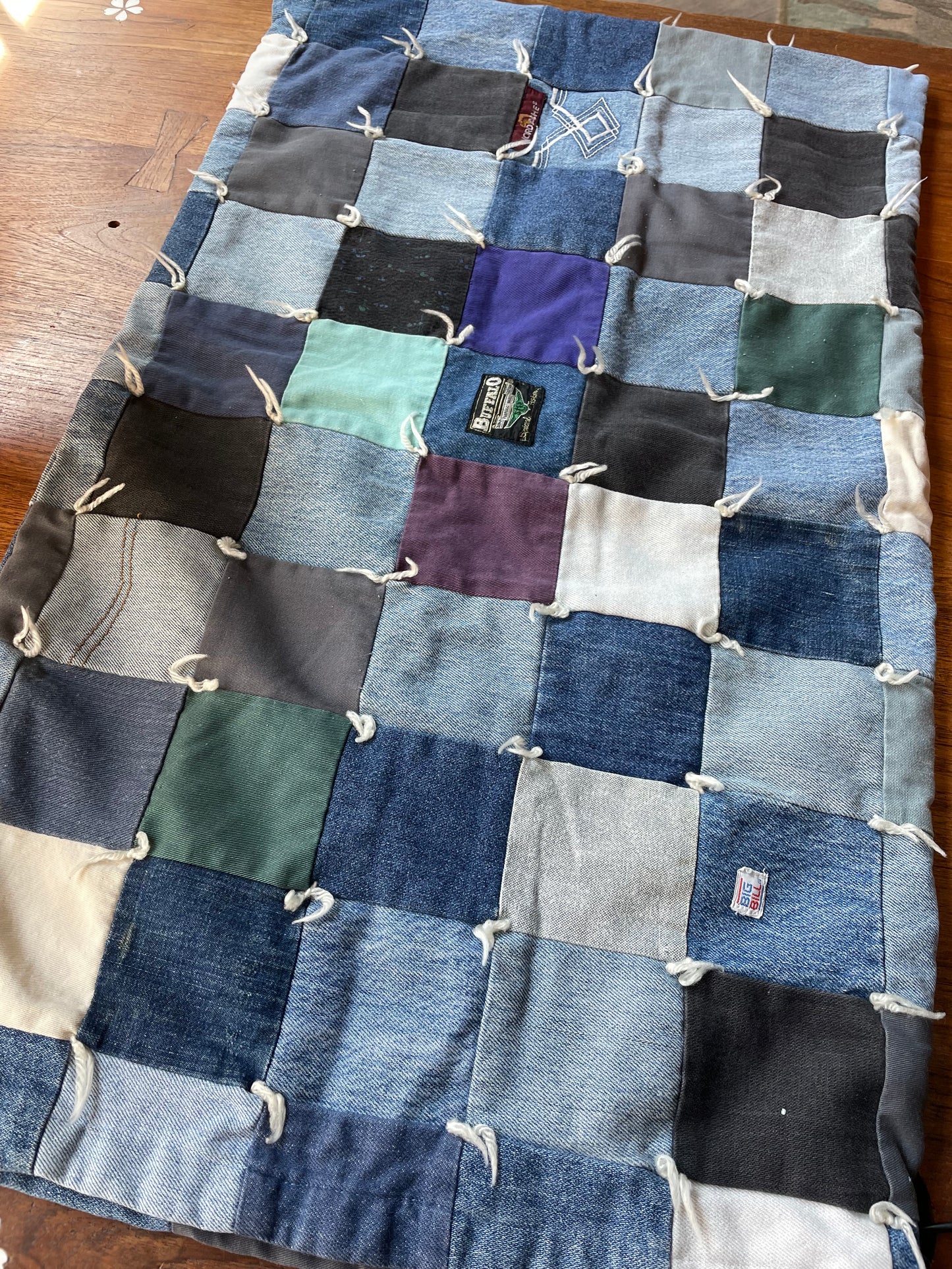 handmade denim patchwork pillow case