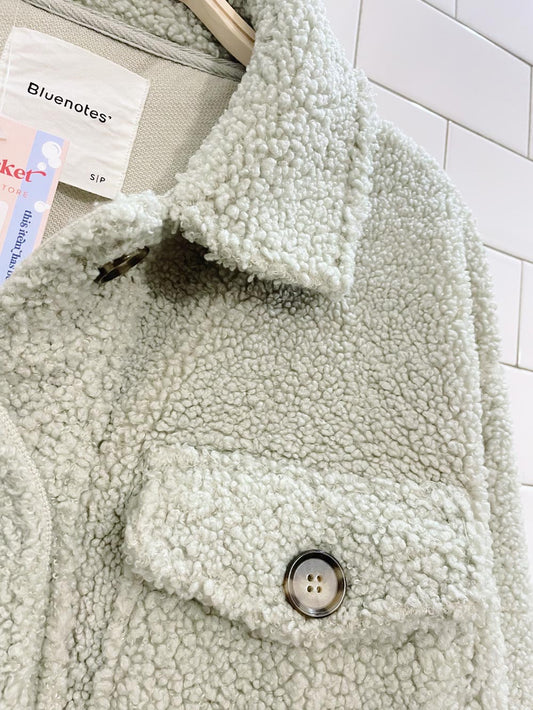 bluenotes sage teddy shirt jacket