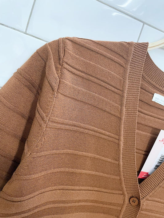 oak + fort cropped short sleeve knit cardi