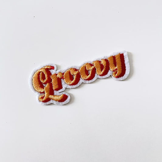 embroidered groovy summer iron - on patch - good market thrift store