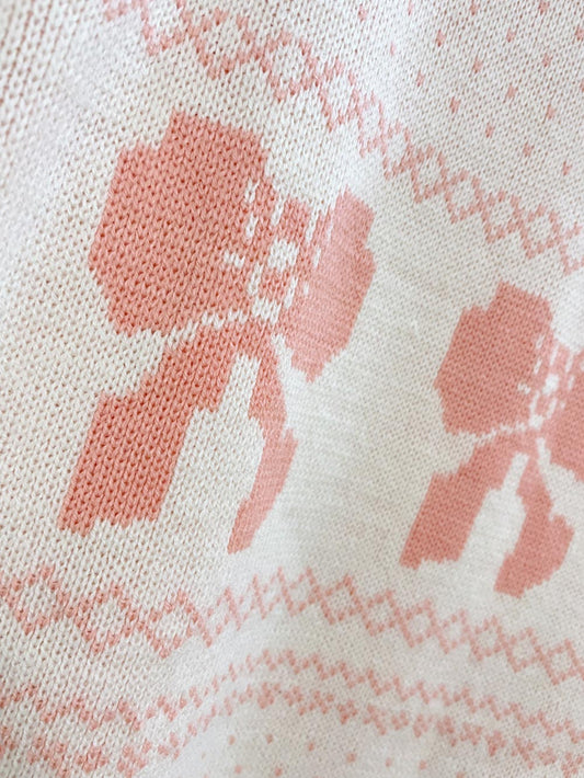 vintage mixed knits bow sweater