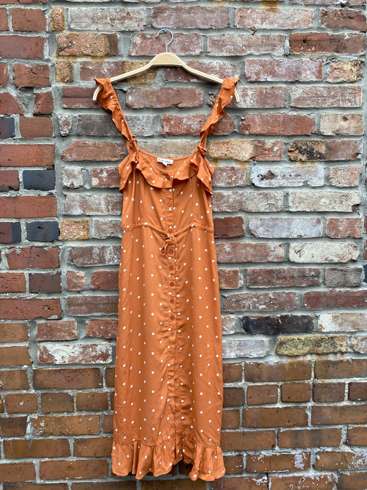for love & lemons natalia dot midi dress