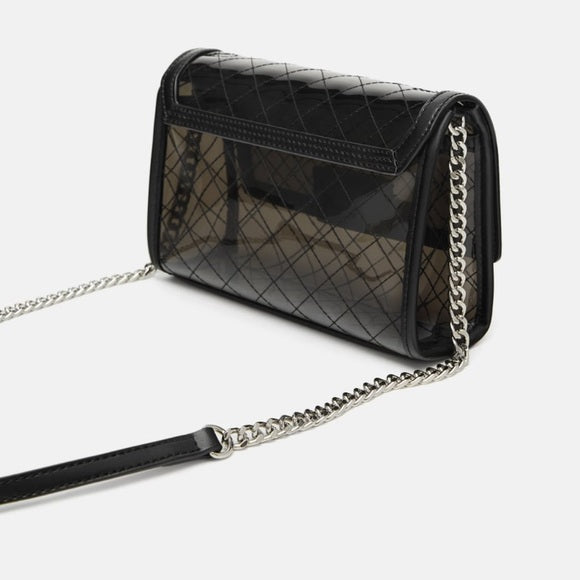 zara see-through quilted chain strap purse