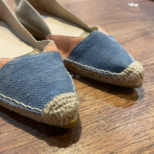 ras pointed toe flat espadrilles slip on shoes - size 38