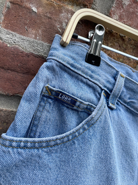 vintage lee high rise long denim shorts