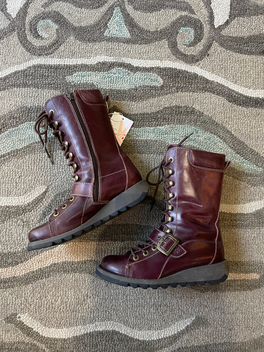 fly london leather selu combat boot