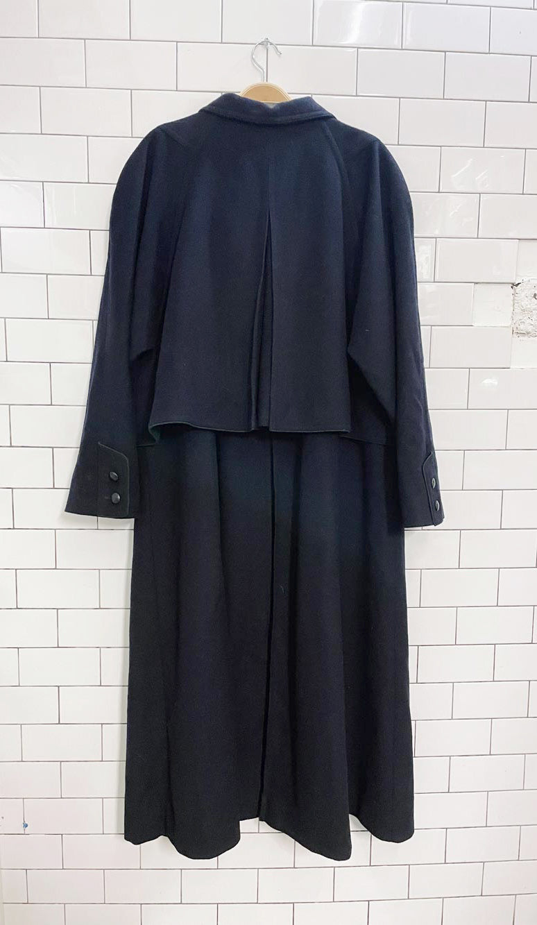vintage loden frey wool-blend pleated cape coat