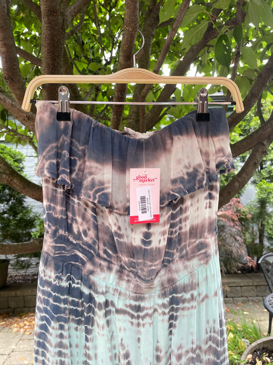gypsy 05 silk tie dye ruffle maxi dress