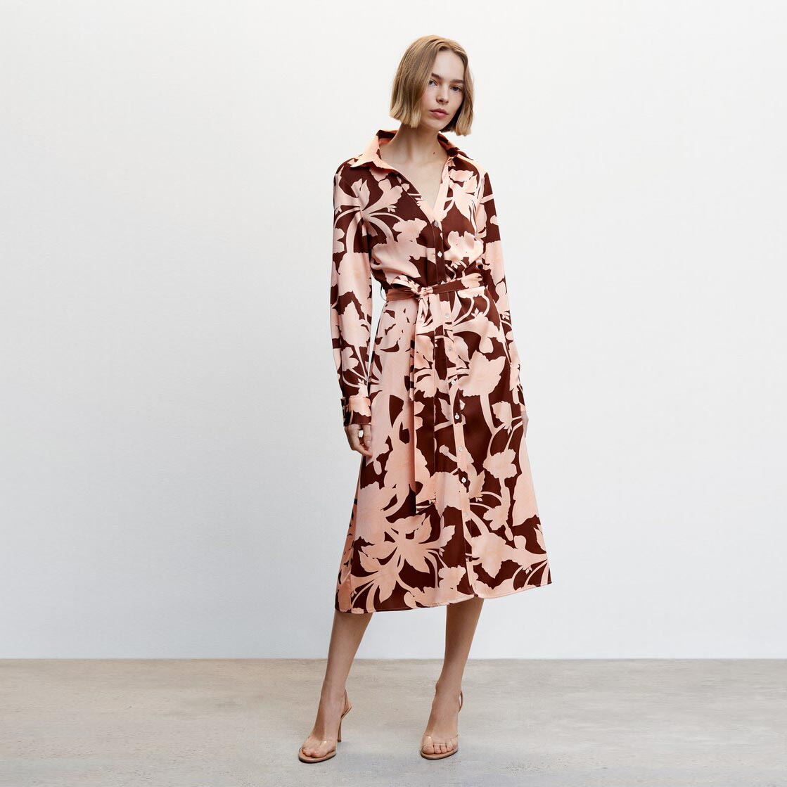 Midi Dress Mango Satin Floral Dress Asymmetrical Dress With