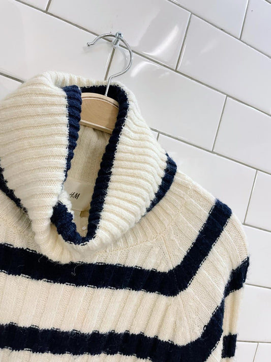 h&m wool-blend chunky rib striped turtleneck
