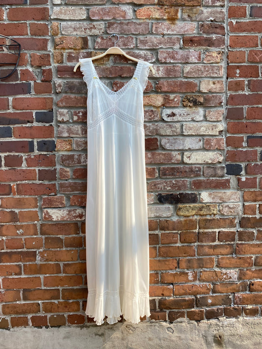 vintage 60s pleated chiffon trim romantic nightgown