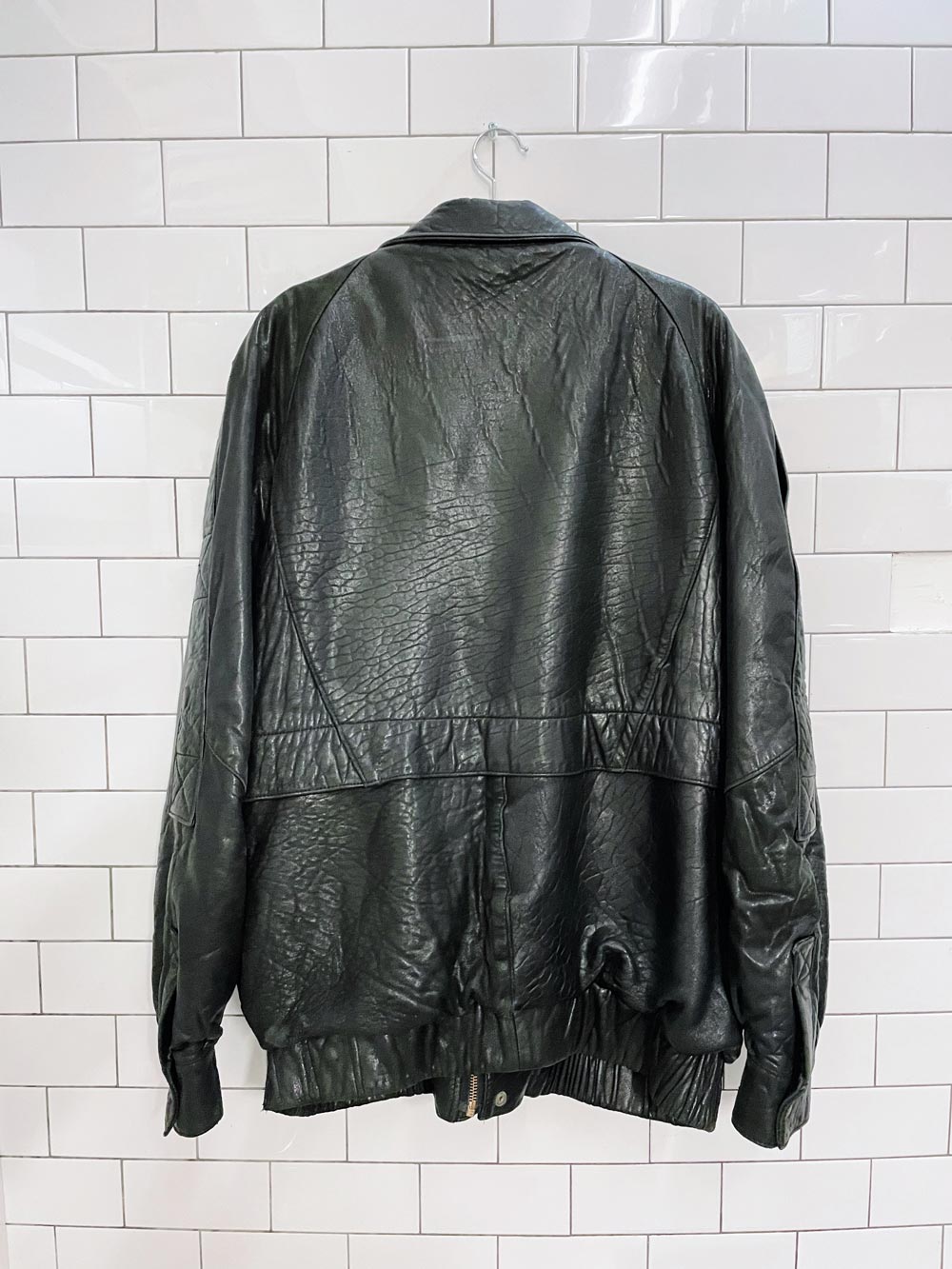 vintage brogue butter leather bomber jacket