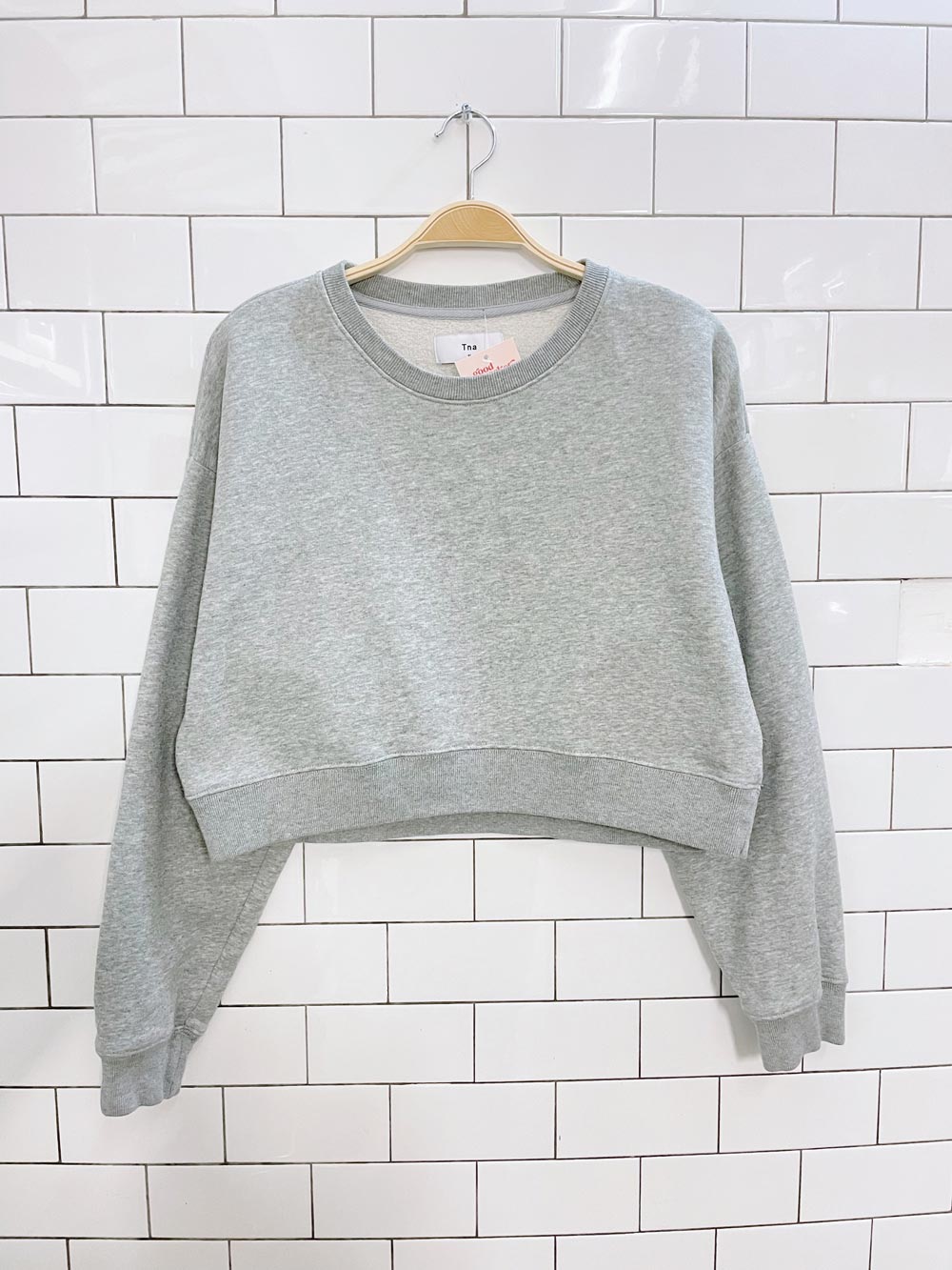 tna heather grey cropped boxy crew