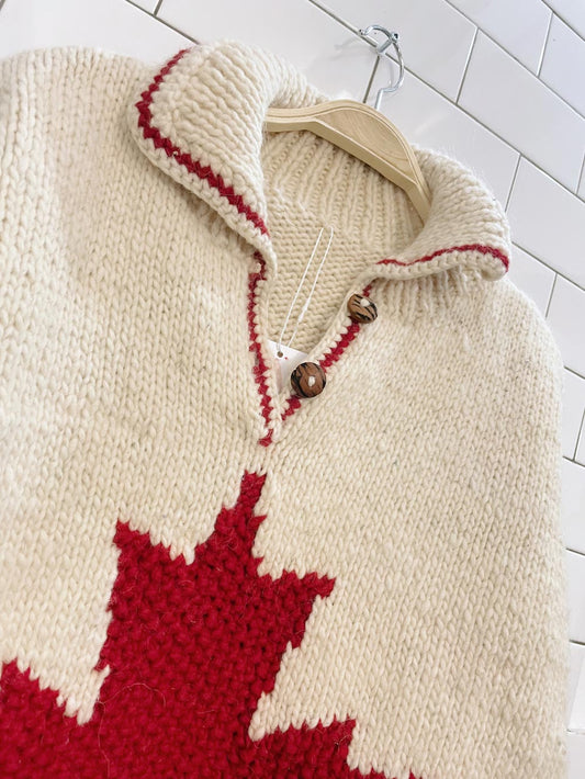 vintage hand-knit wool maple cottage sweater