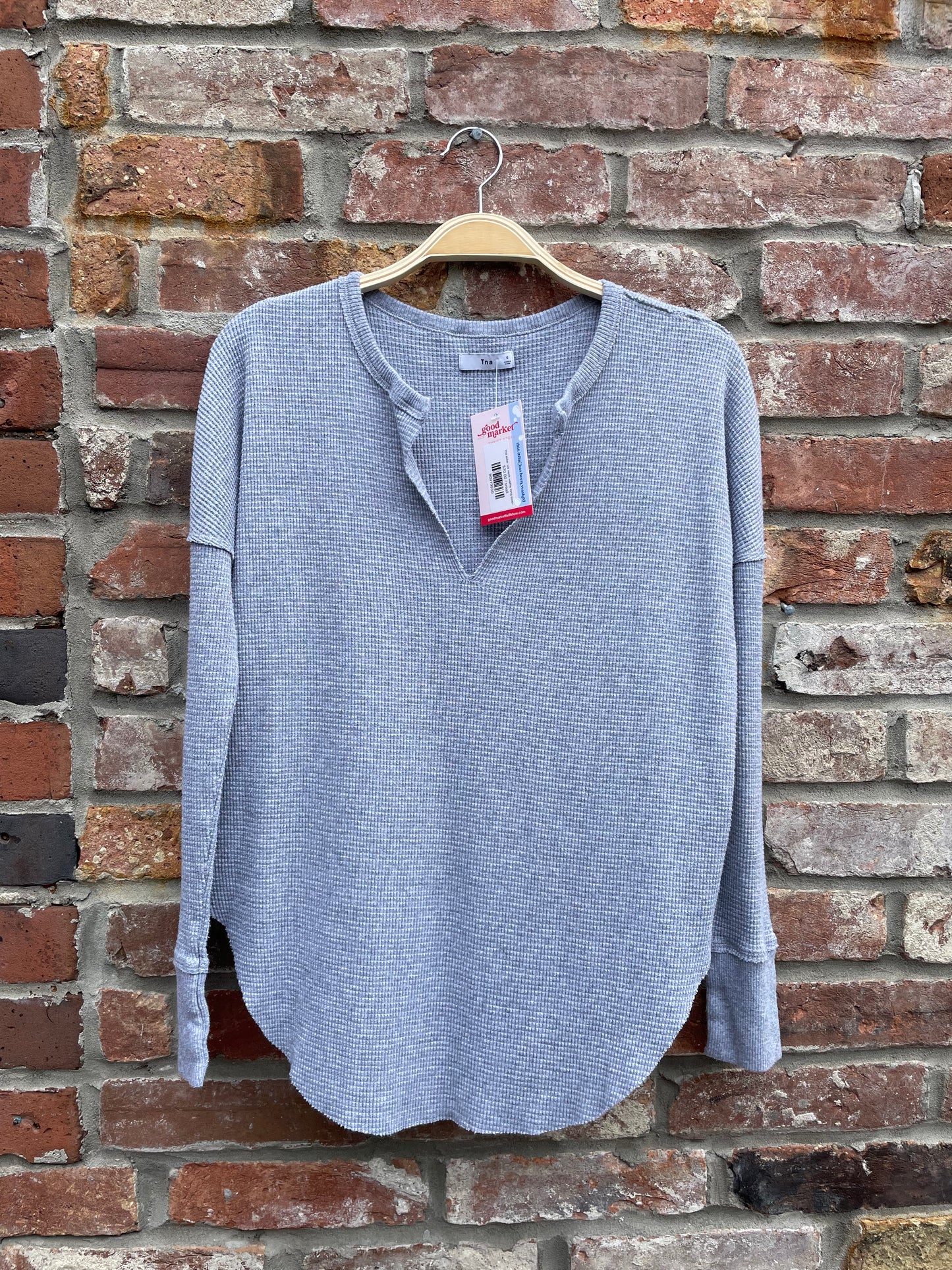 tna alder slit neck waffle long sleeve