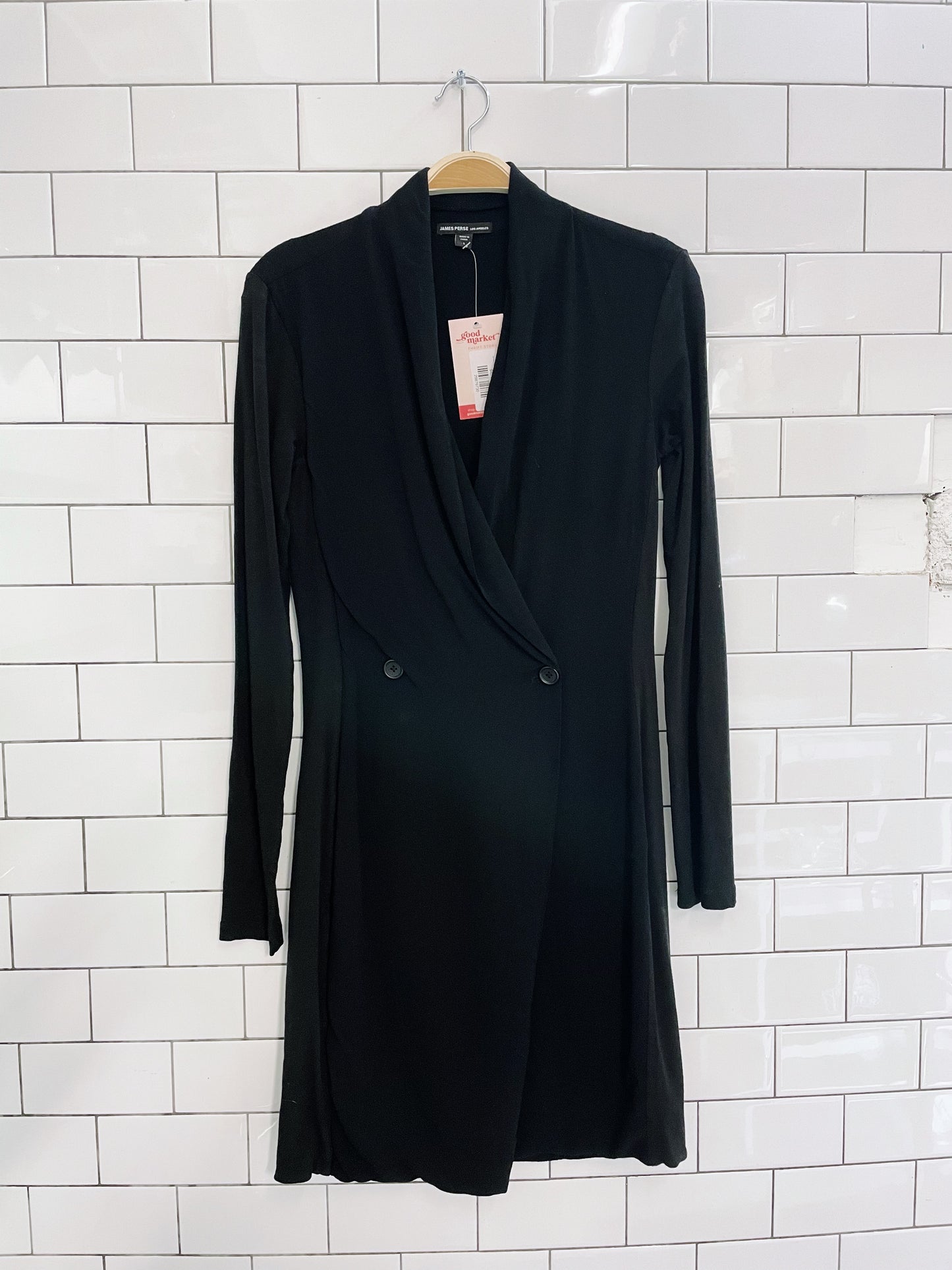 james perse black double breasted long sleeve dress