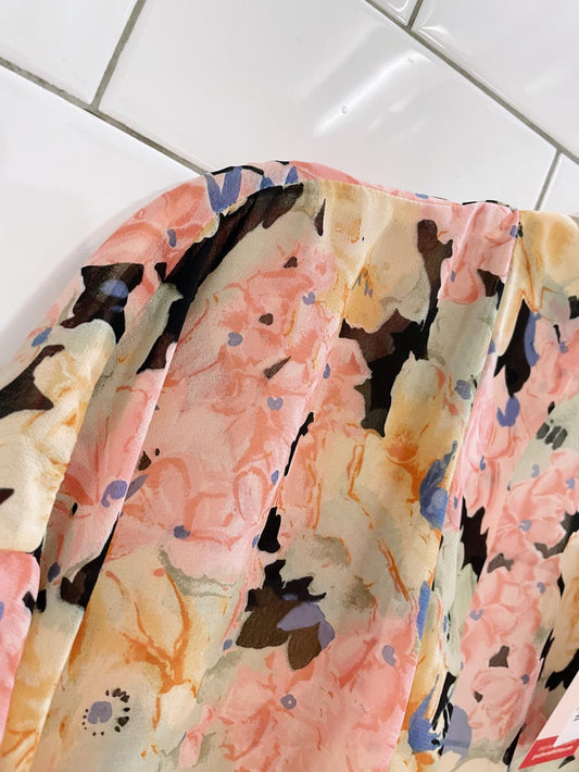 vintage diamond tea floral chiffon robe