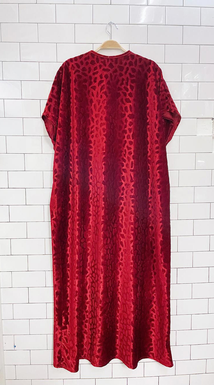 vintage vanity fair animal print red velvet holiday robe