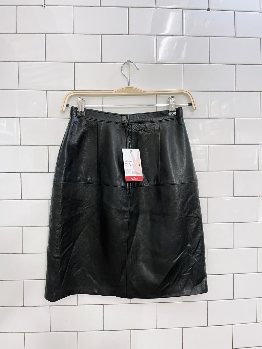 vintage emblem butter leather mini skirt