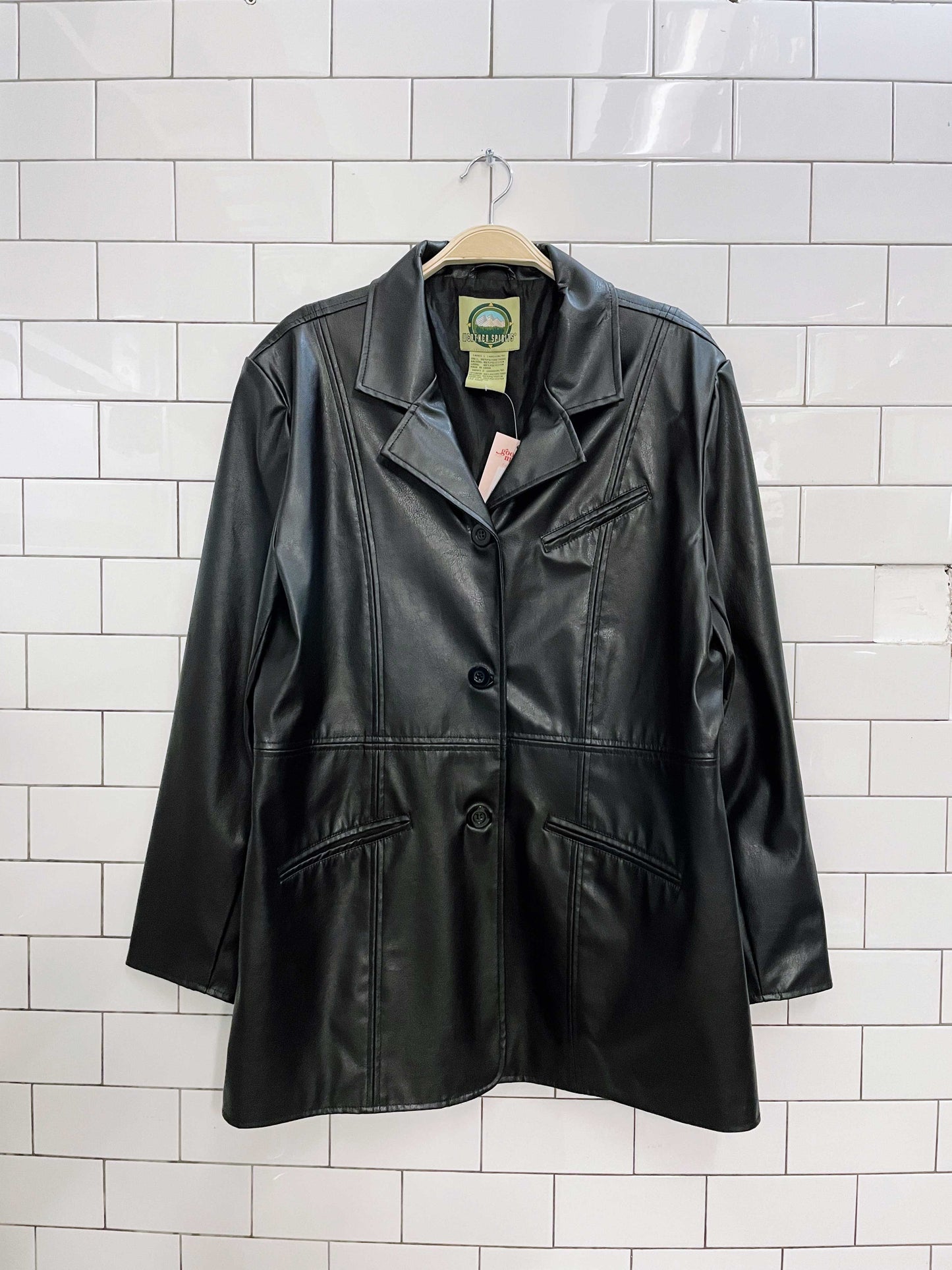 vintage 00s weather spirits faux leather jacket