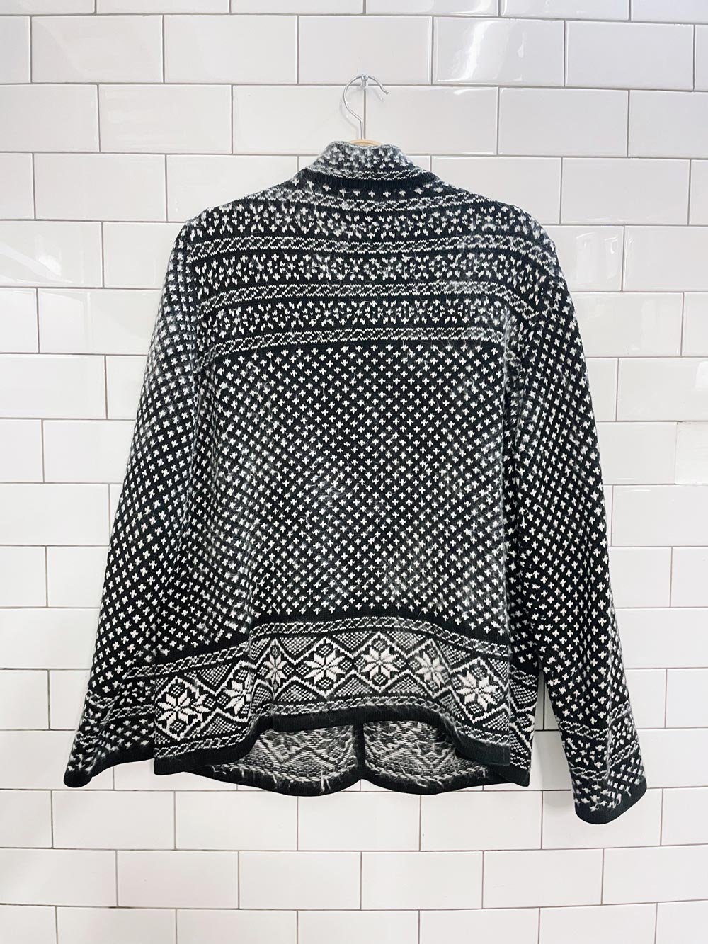 vintage tabi lambswool-angora nordic knit cardigan