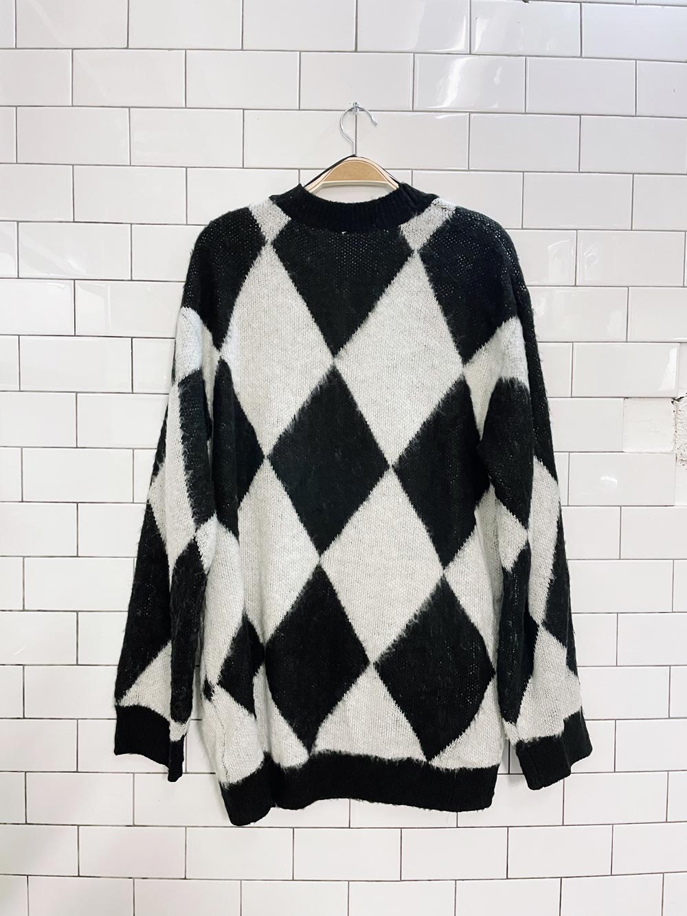 h&m oversized argyle knit cardigan