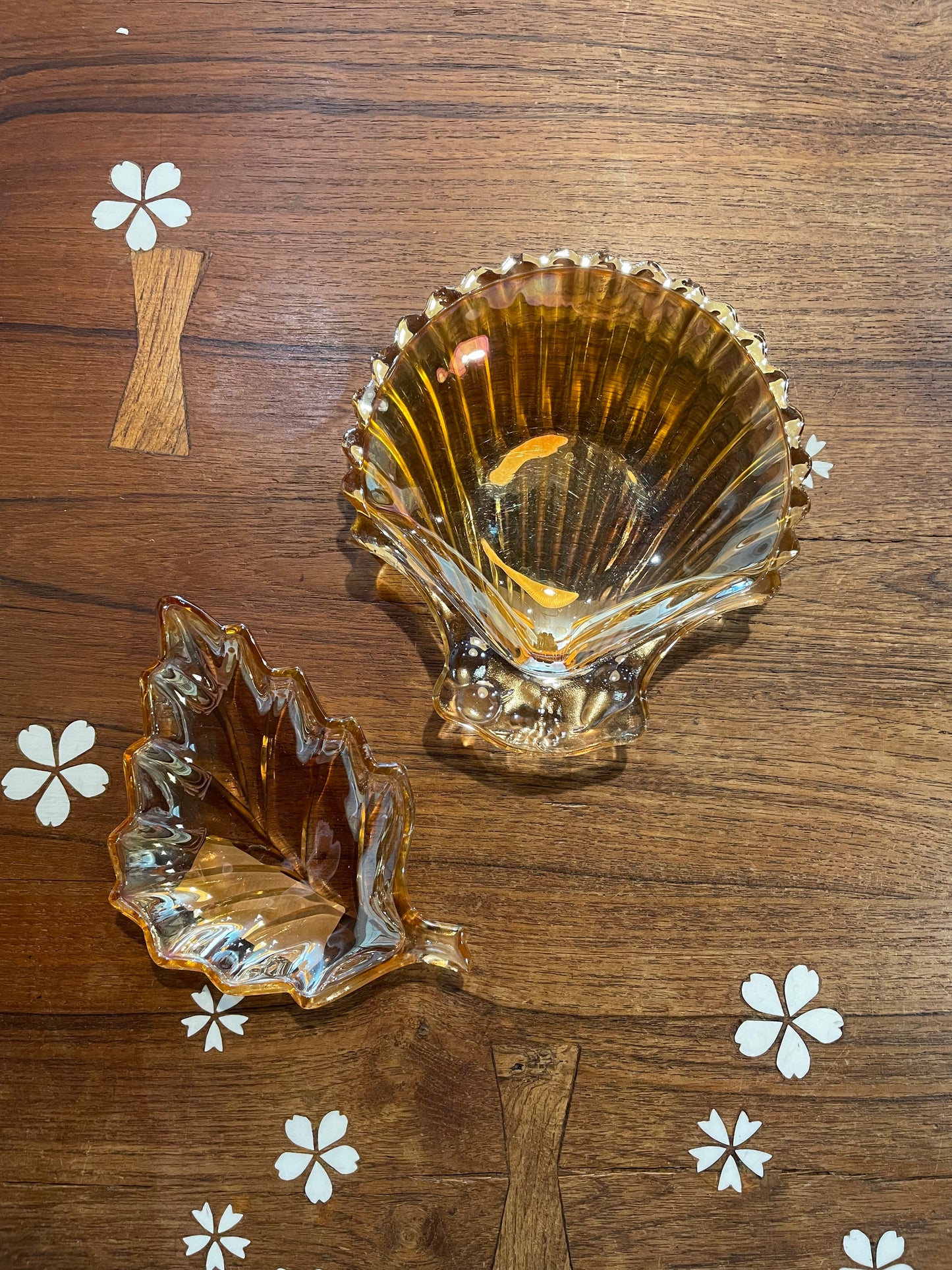 vintage iridescent shell catch all dish