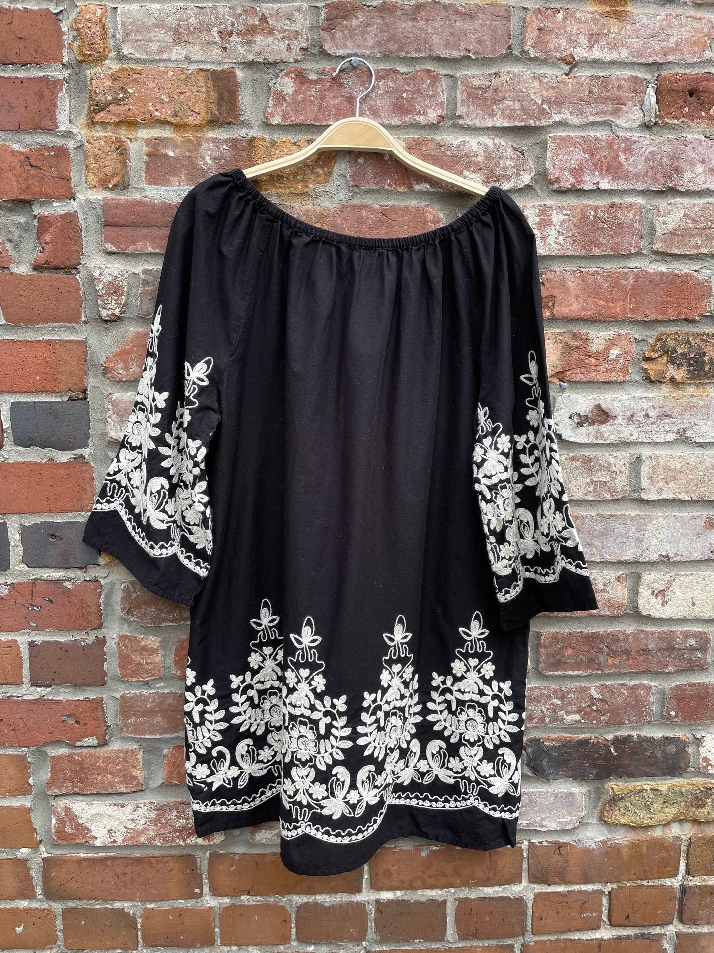 vintage boho embroidered mini dress