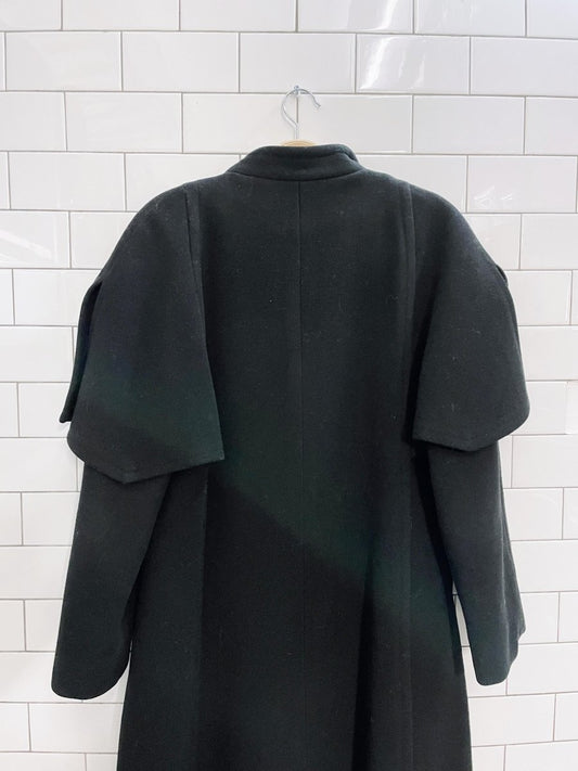 vintage mallia cape shoulder long wool coat - good market thrift store