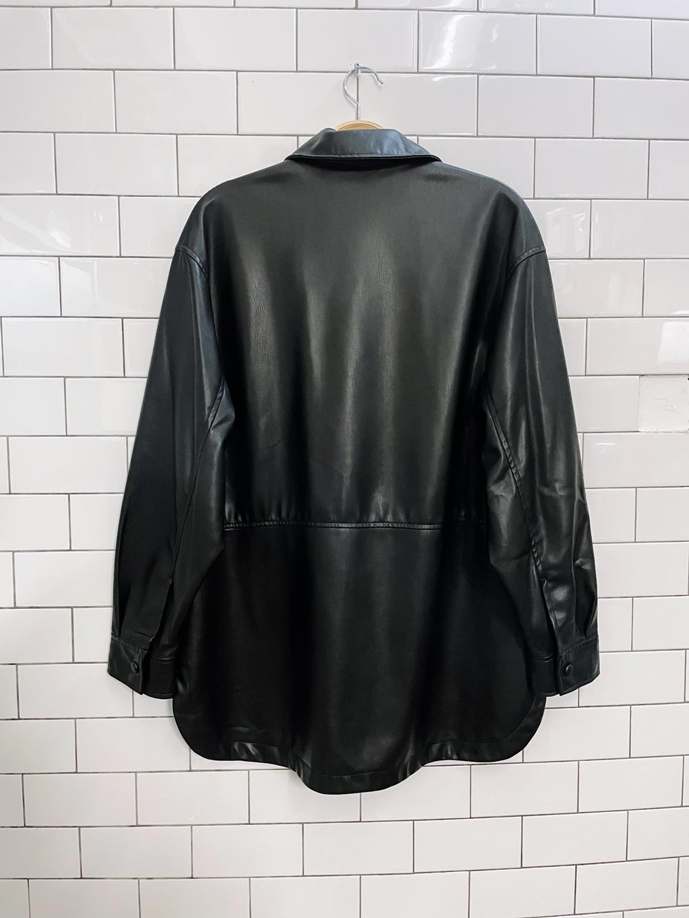 zara faux leather oversized shirt