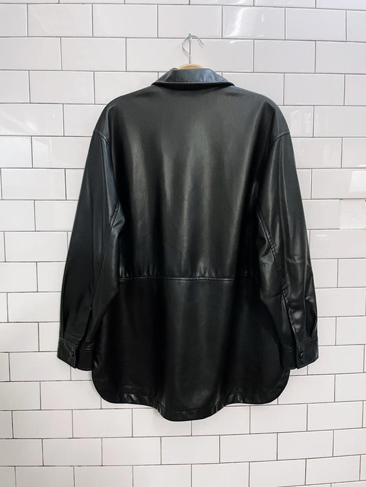 zara faux leather oversized shirt