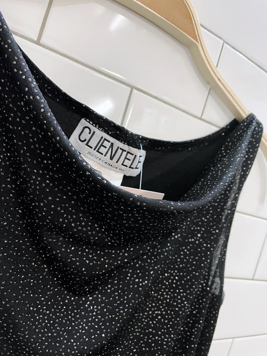 vintage 90s clientele cowl neck sparkle gown