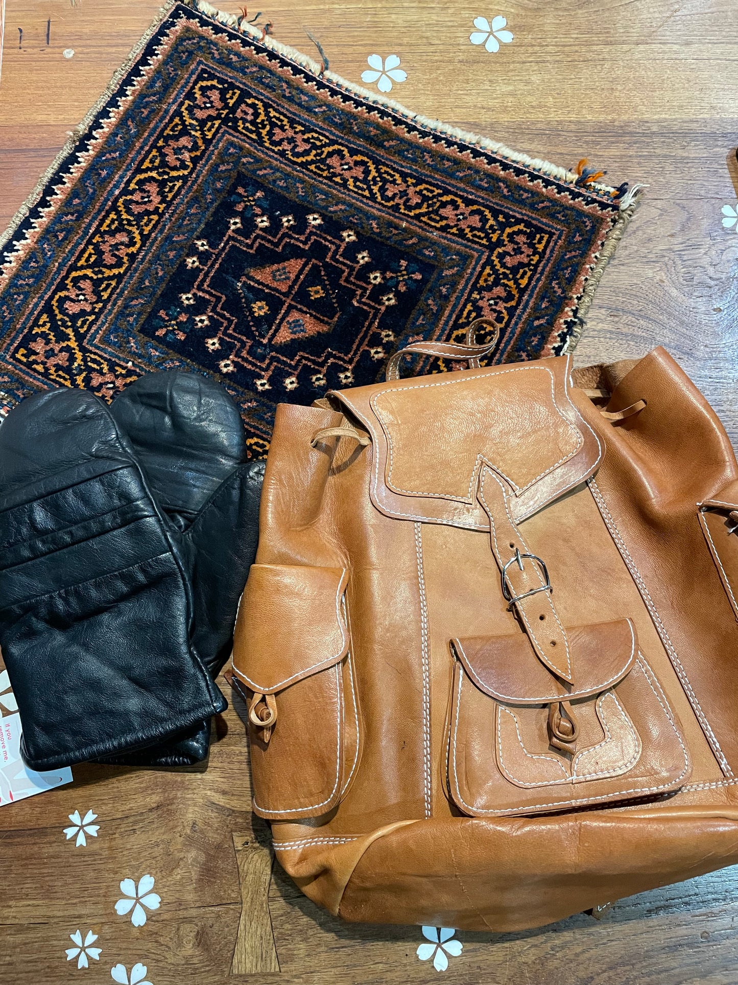 handmade leather backpack