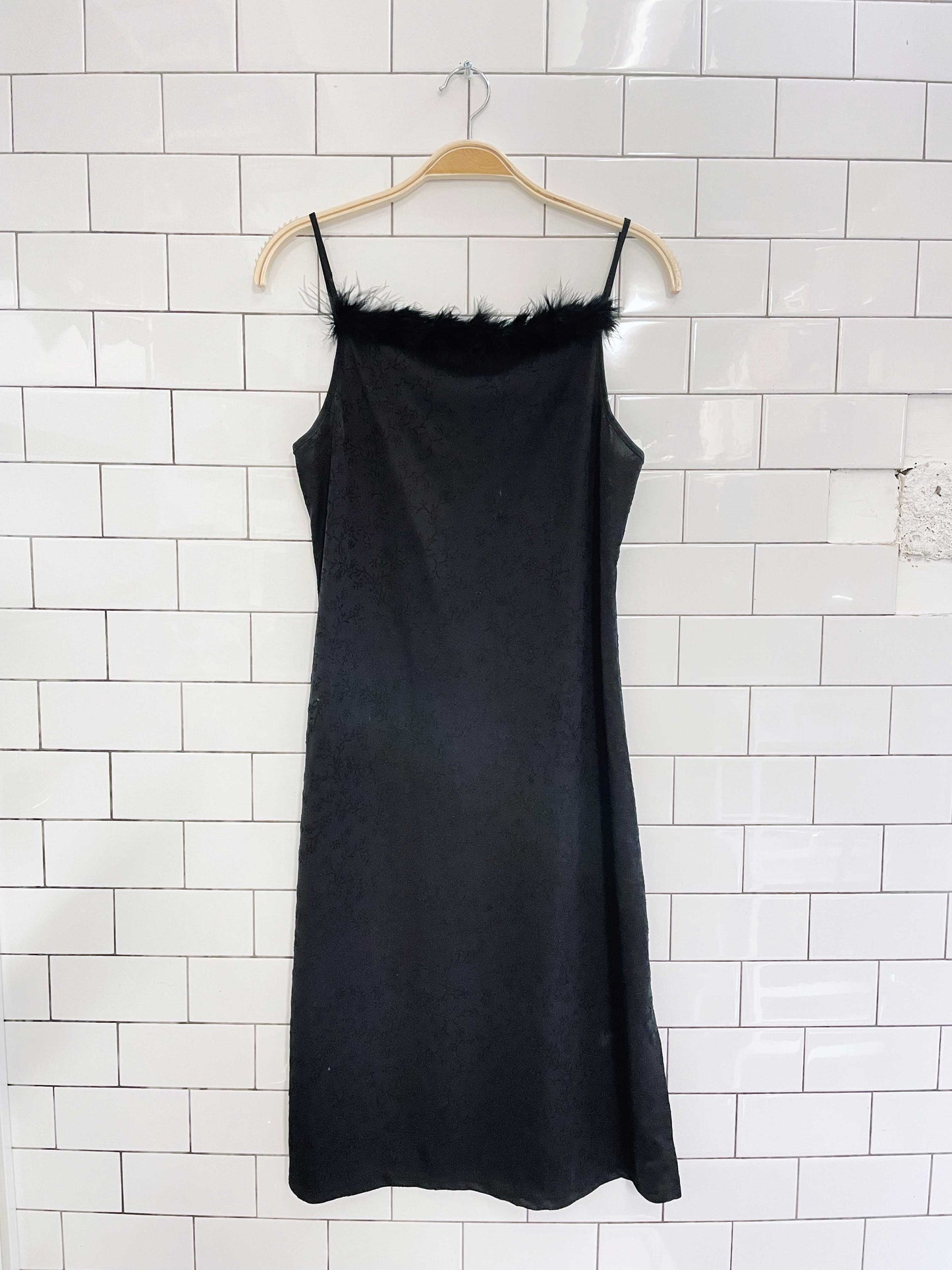 vintage 00's la senza flocked midi slip dress