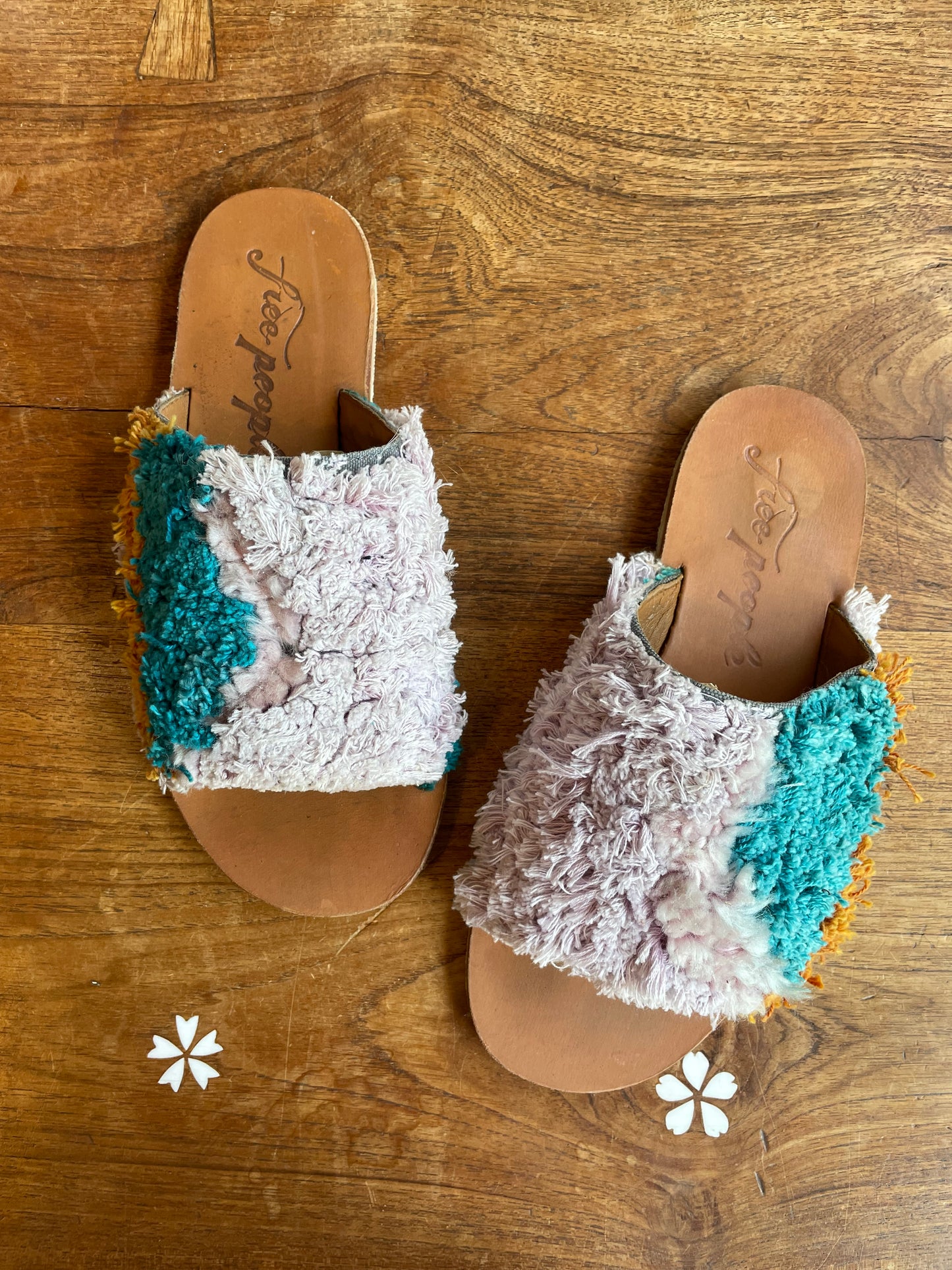 free people yuma woven shag leather slides