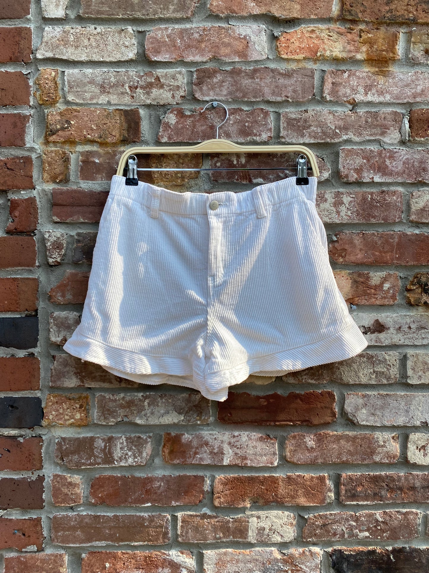 showpo corduroy ruffle hem shorts