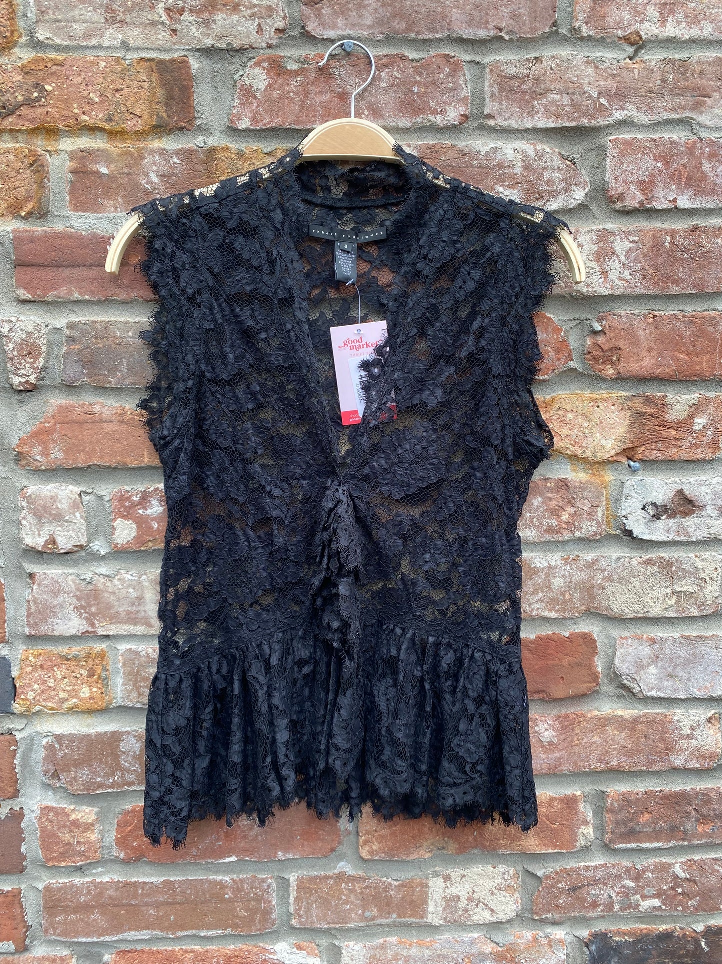 vintage 00s robert rodriguez lace peplum tank