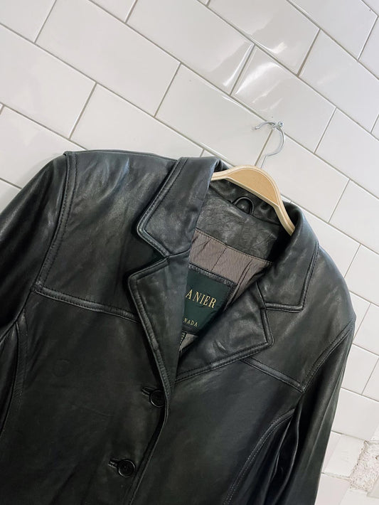 vintage 00s danier minimal leather jacket
