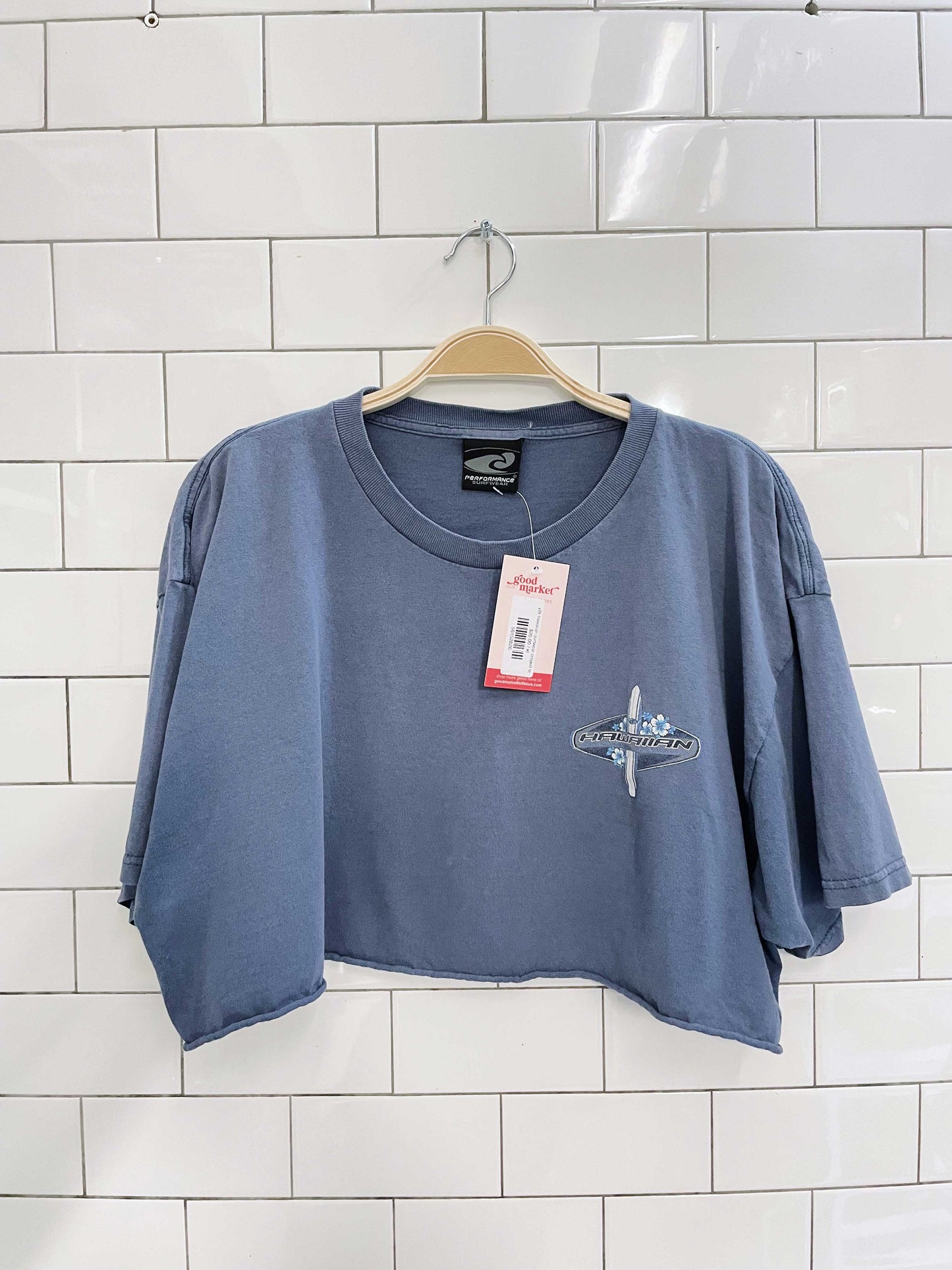 y2k hawaiian surfwear croped tee