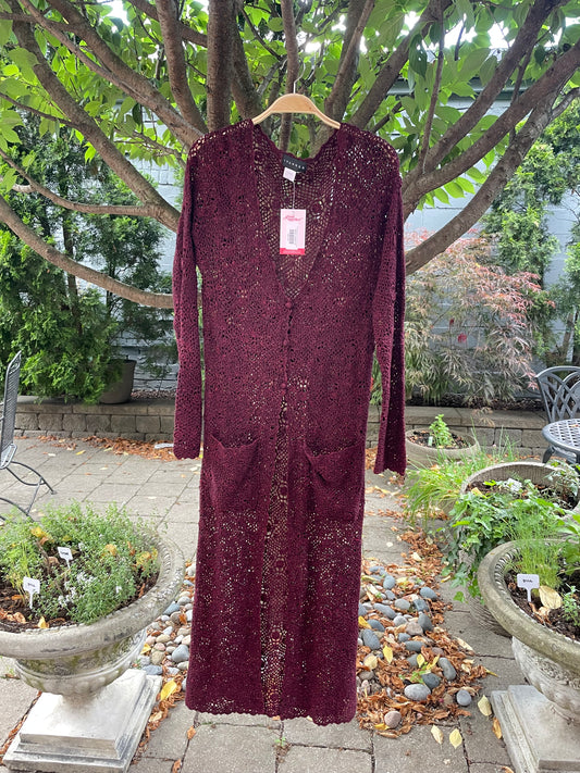 vintage 90s spanner wool-blend crochet duster cardi