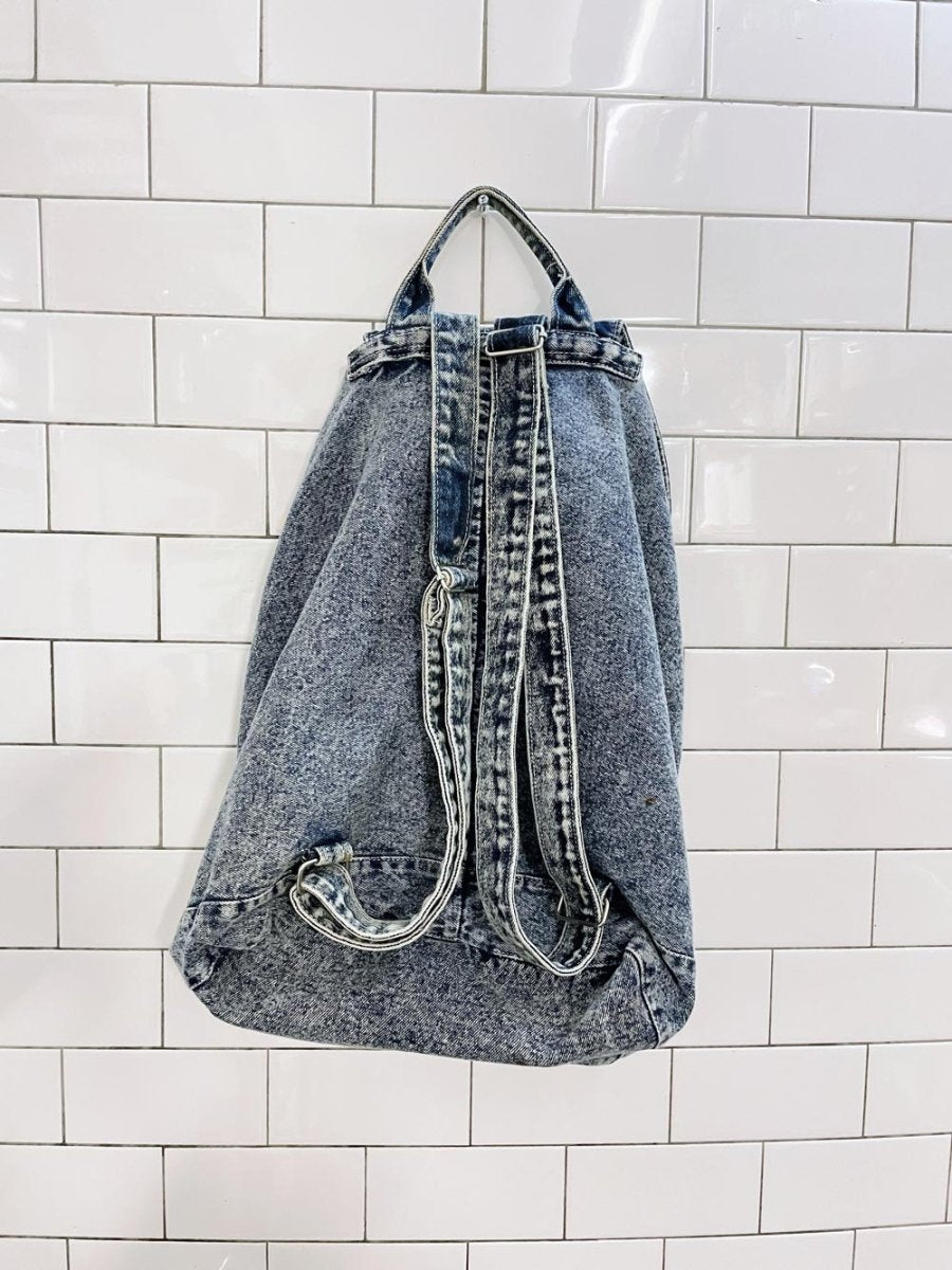 vintage 80s liz thomas acid wash denim backpack - good market thrift store