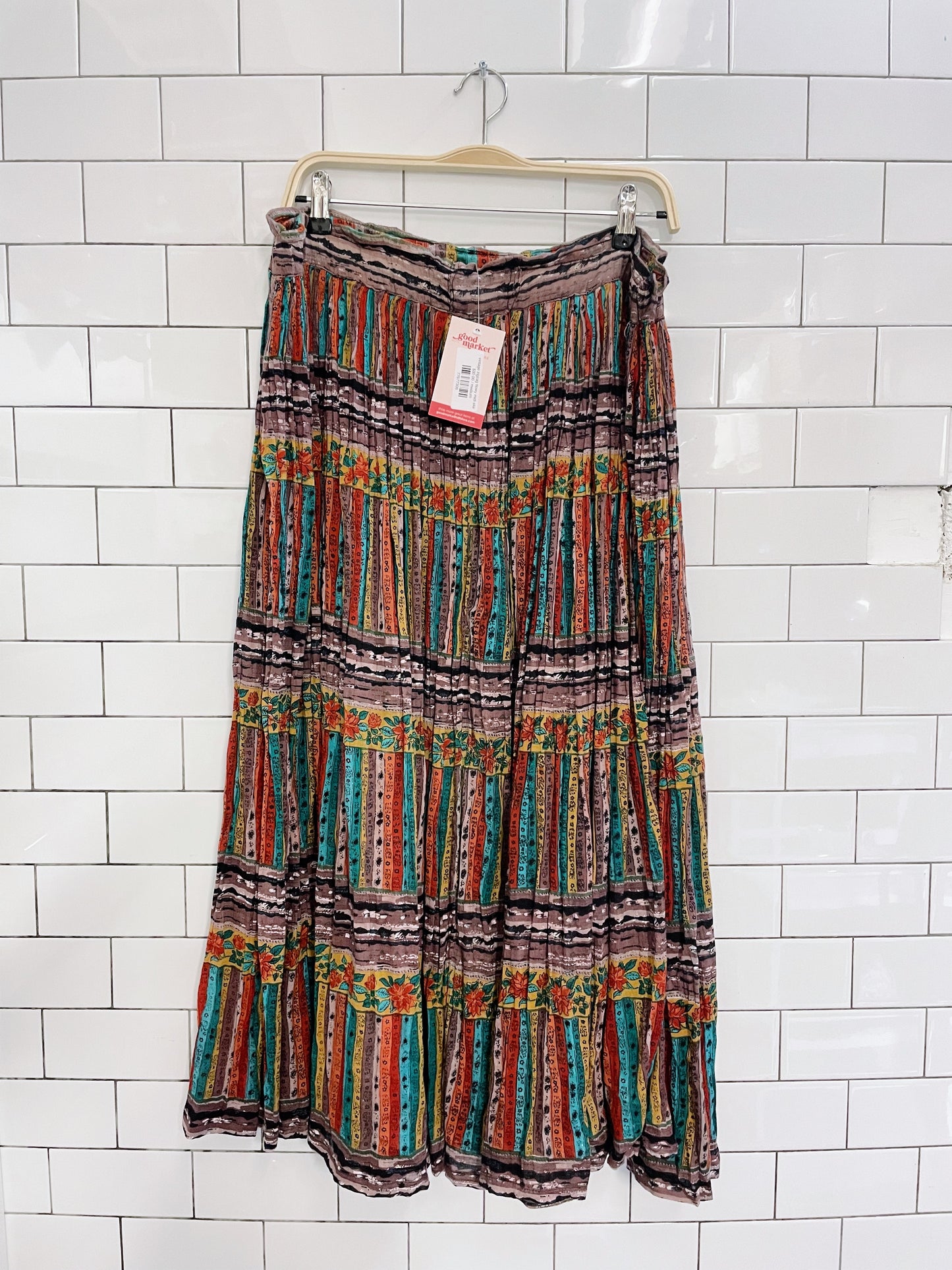 vintage zigzag flowy midi skirt
