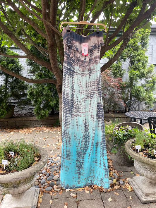 gypsy 05 silk tie dye ruffle maxi dress