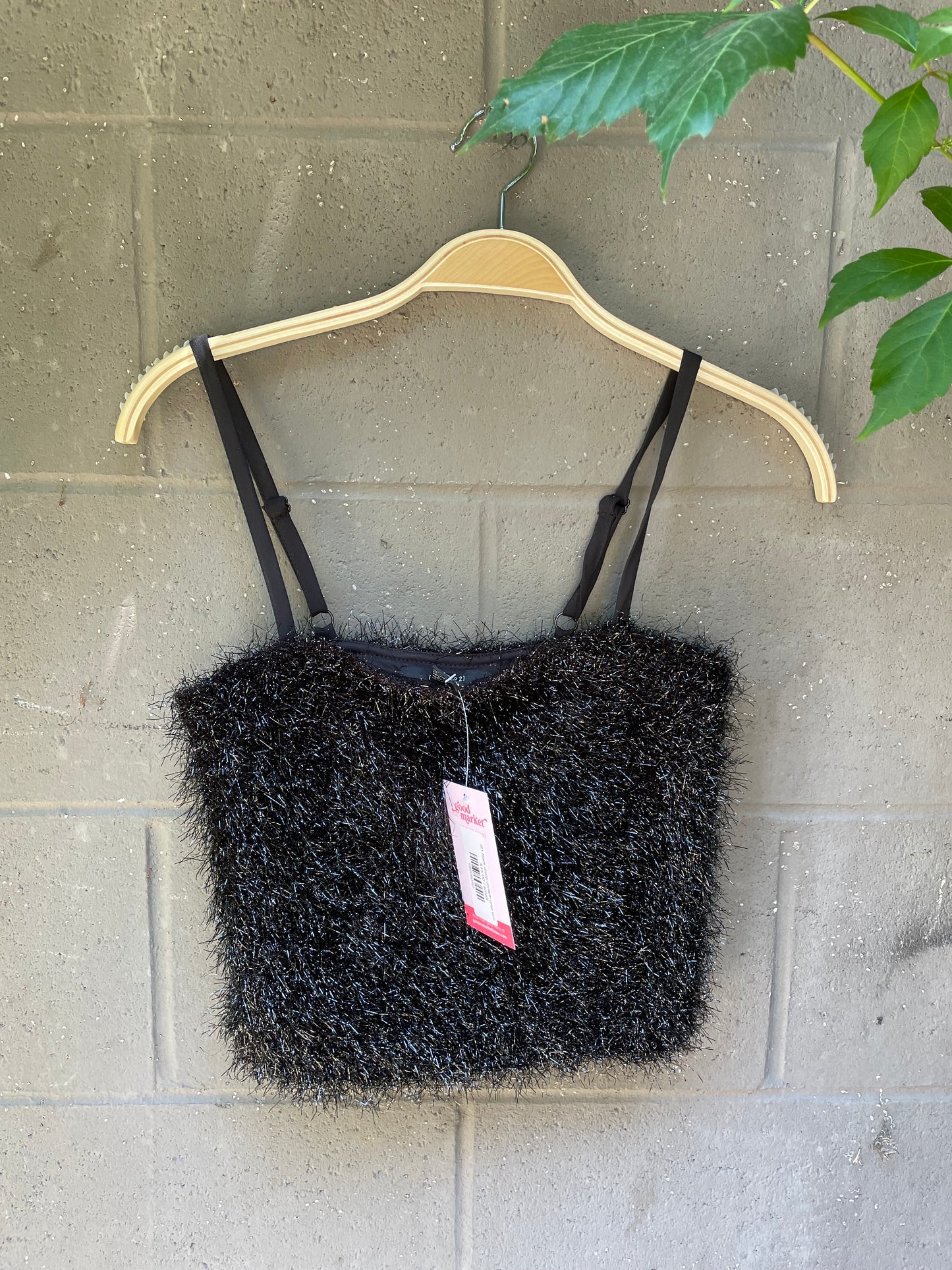 f21 black disco confetti crop tank